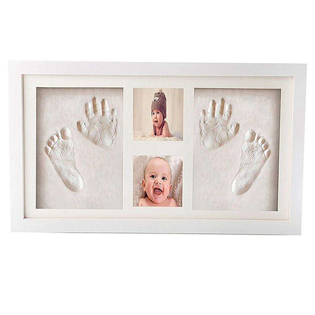 4 in 1 Baby Photo Frame Hand Footprint Touch Inkpad Picture Frame Light Blue