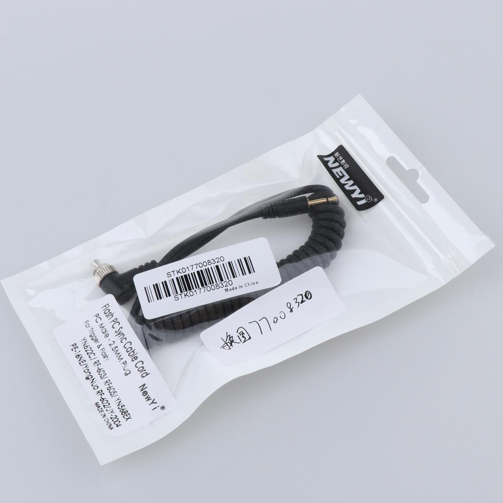 2.5mm to Male Flash PC Sync Cable Cord with Screw Lock for 7D 5D II 1D