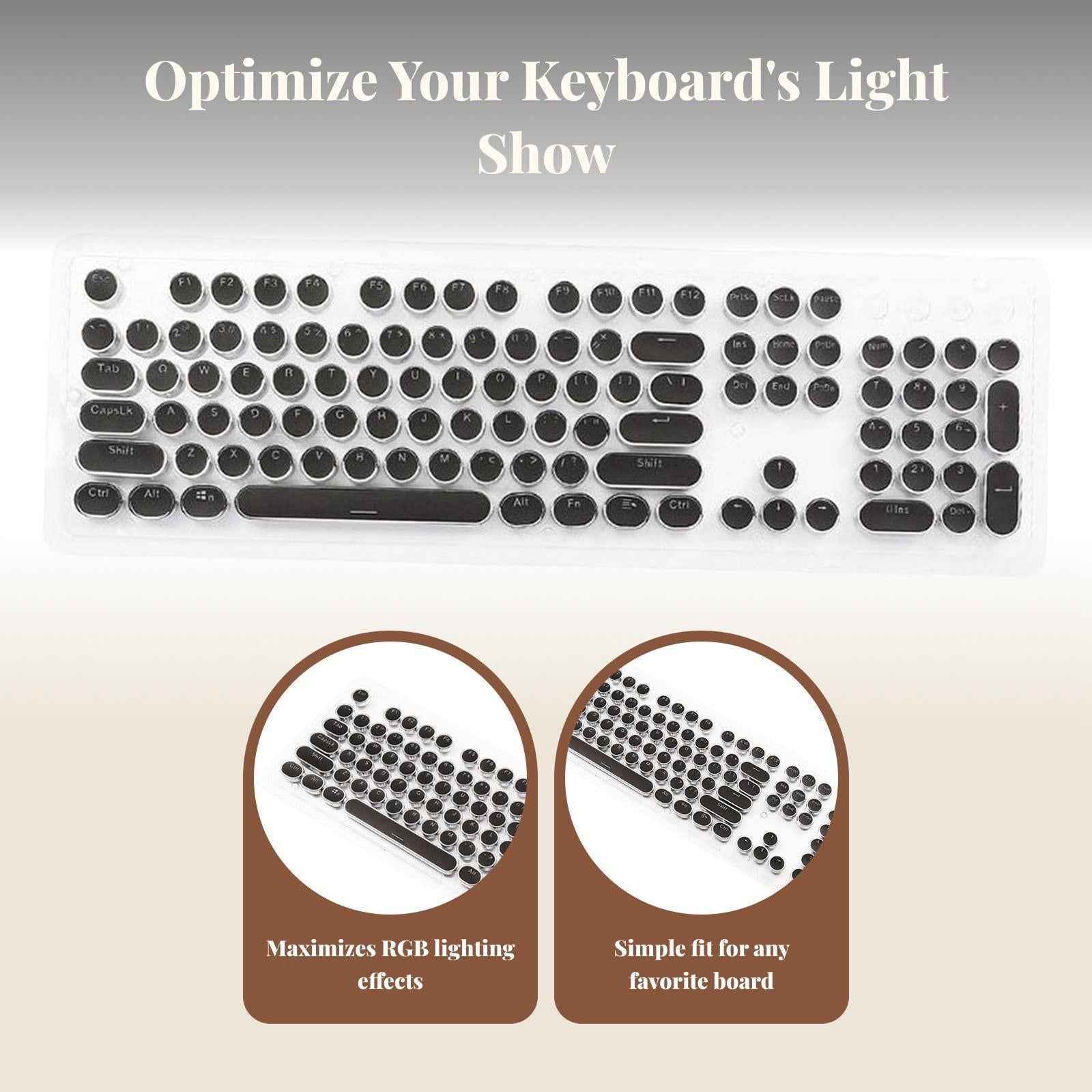 Round Keycaps Double Shot PBT Gaming Keyboard Retro  black