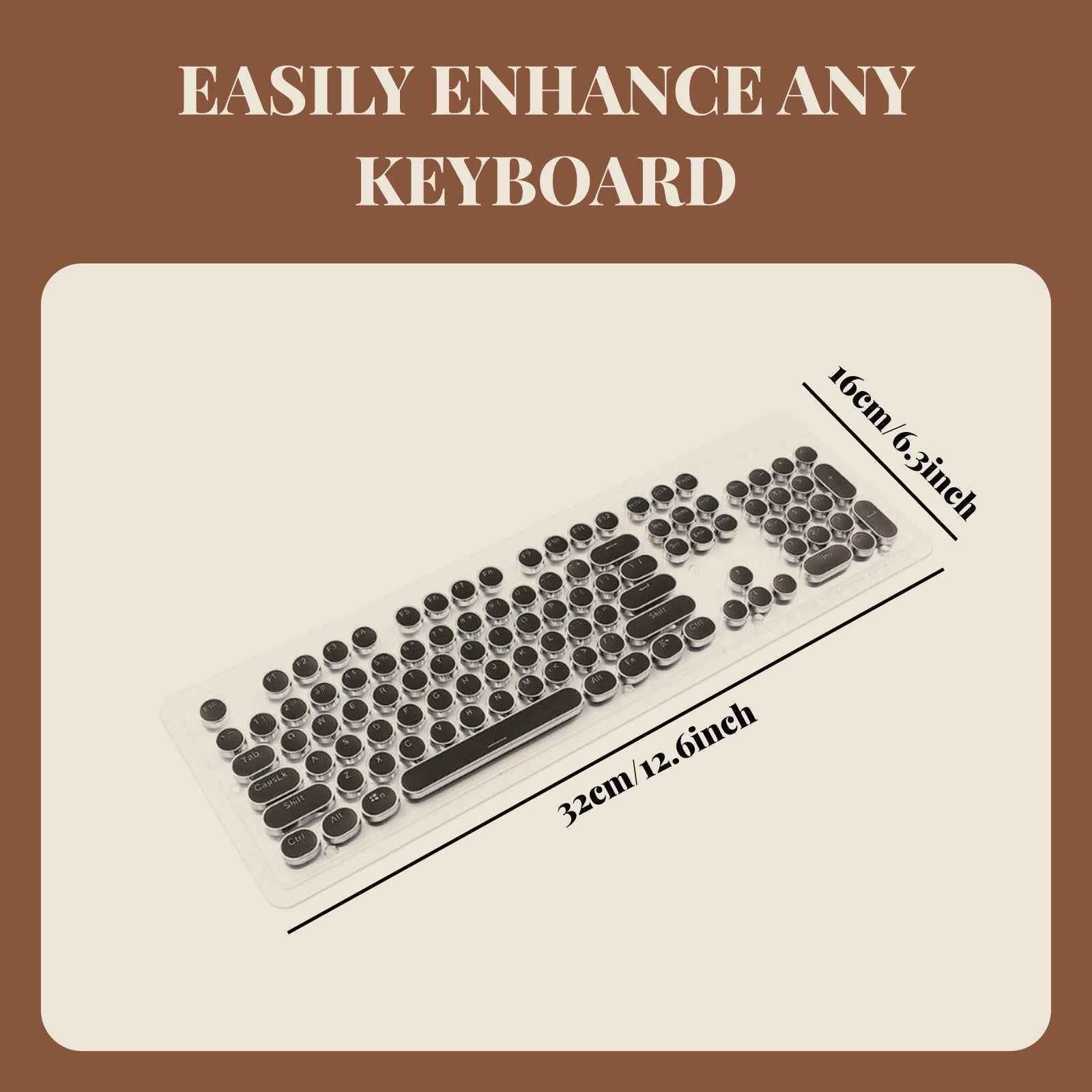 Round Keycaps Double Shot PBT Gaming Keyboard Retro  black