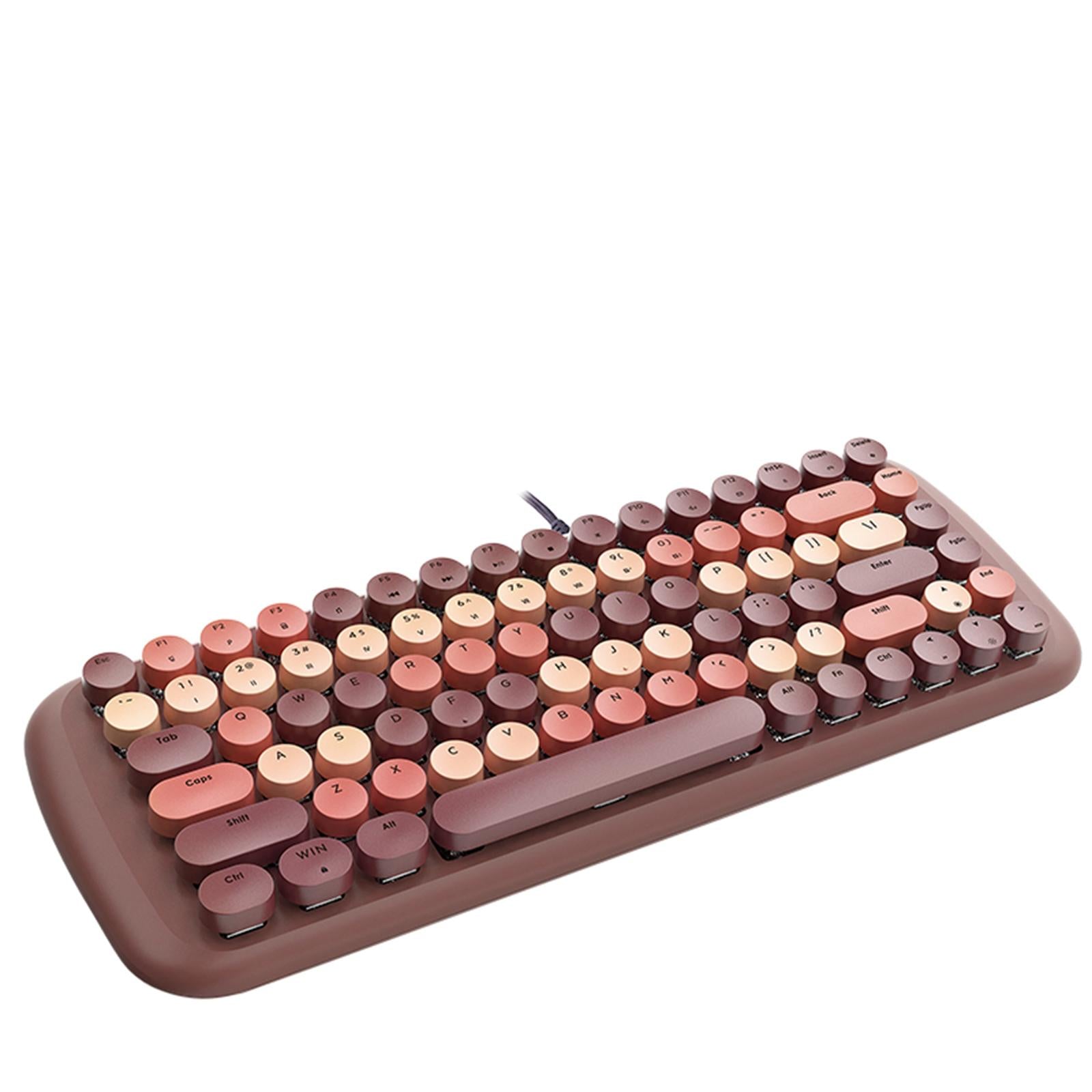 Colorful USB Wired Mechanical Keyboard 84 keys Retro Round Keycaps w/Backlit Coffee Mixed