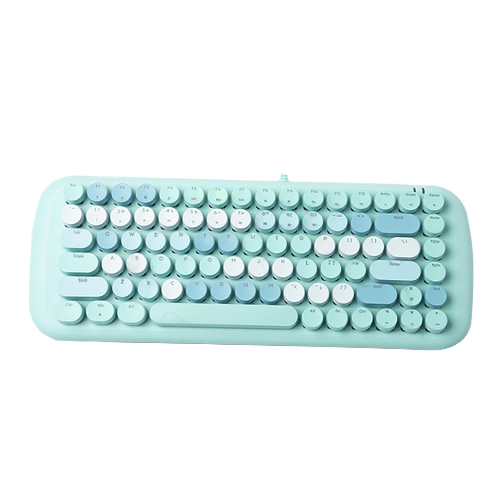 Colorful USB Wired Mechanical Keyboard 84 keys Retro Round Keycaps w/Backlit Blue Mixed