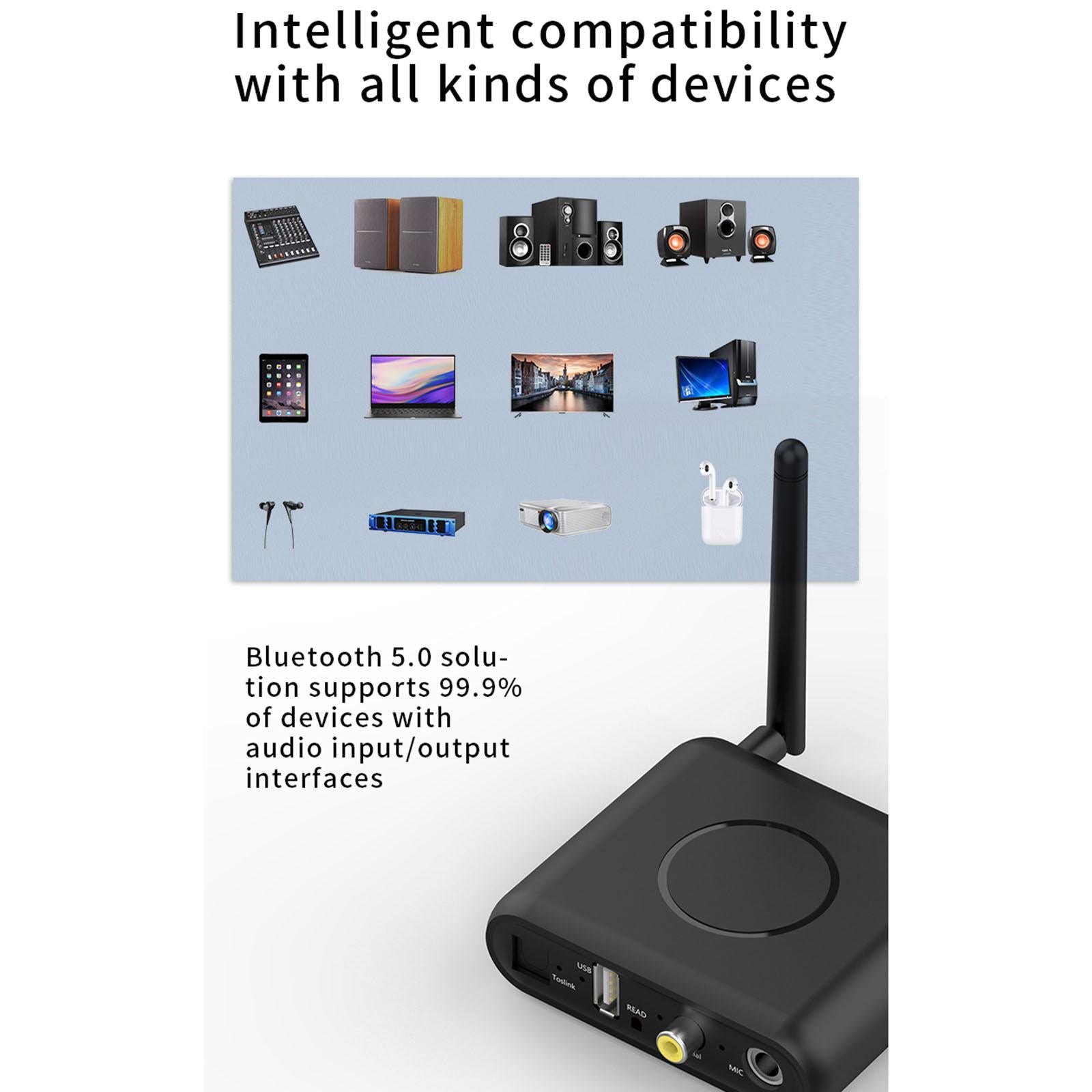 Bluetooth 5.0 Digital to Analog Audio Converter with Remote Antenna Compact