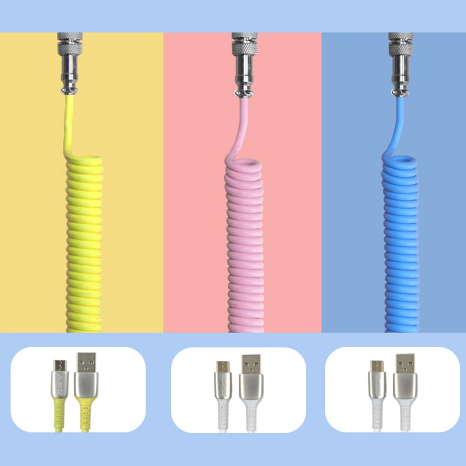 Coiling Spring Spiral Cable Detachable Type-C Cable for Keyboard yellow