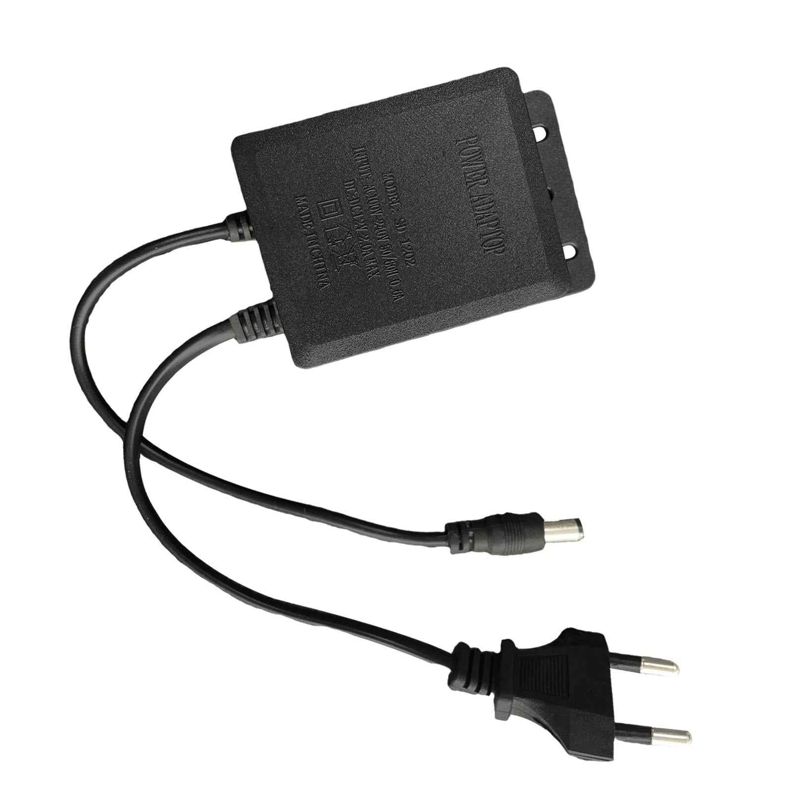 12V 2A AC Adapter Charger Power Supply Cord for CCTV Camera LED Strip Lights black