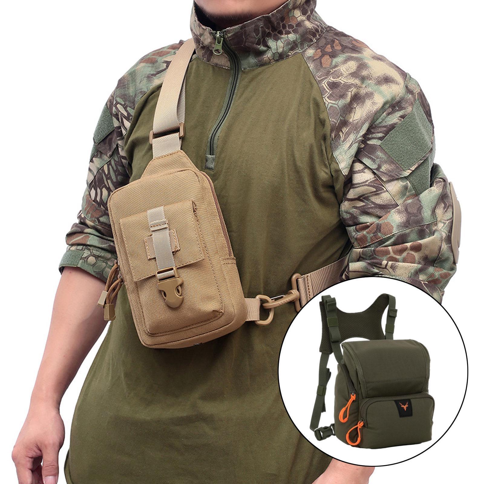 Binocular Harness Chest Pack Portable Practical with Rain Cover Carrier Case Green
