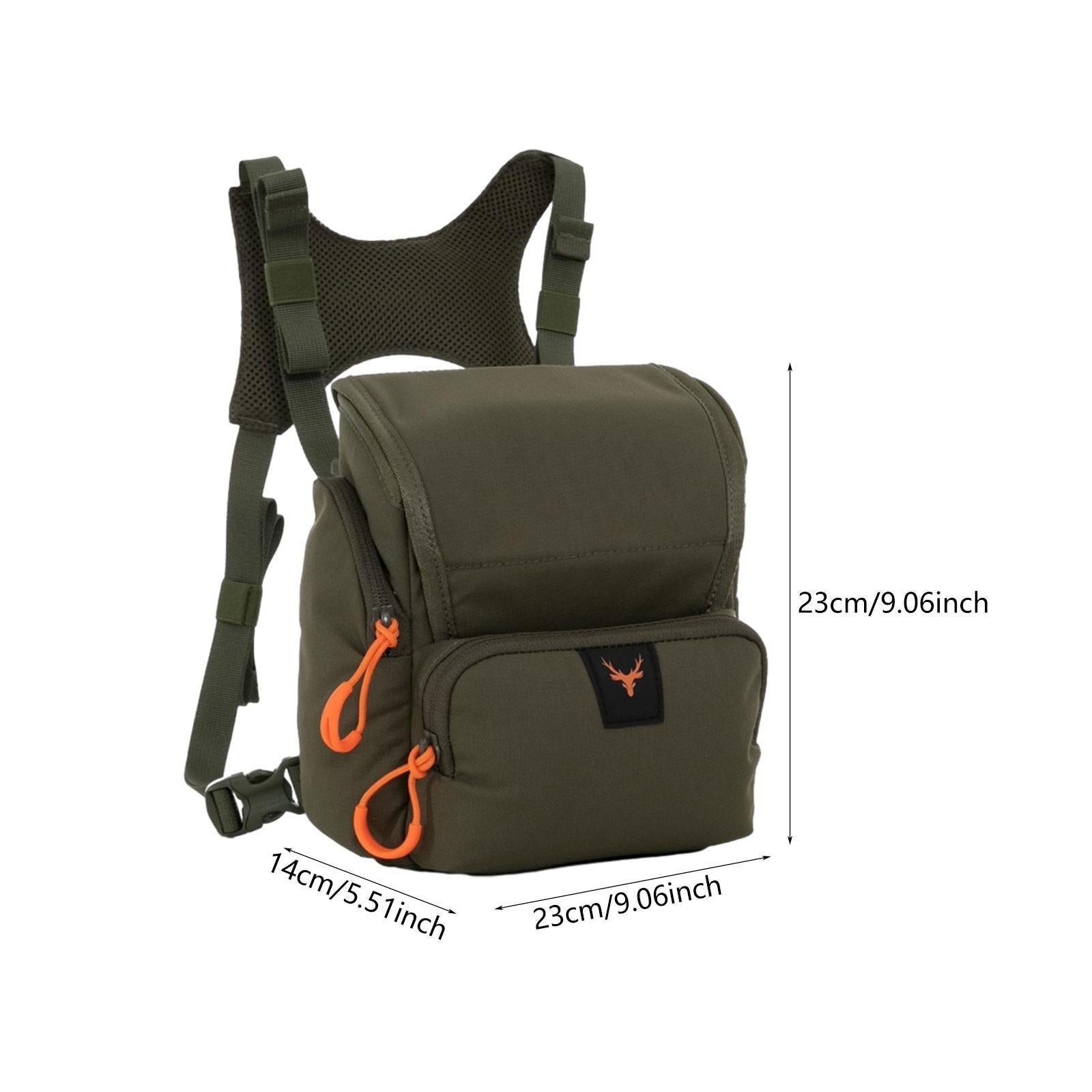 Binocular Harness Chest Pack Portable Practical with Rain Cover Carrier Case Green