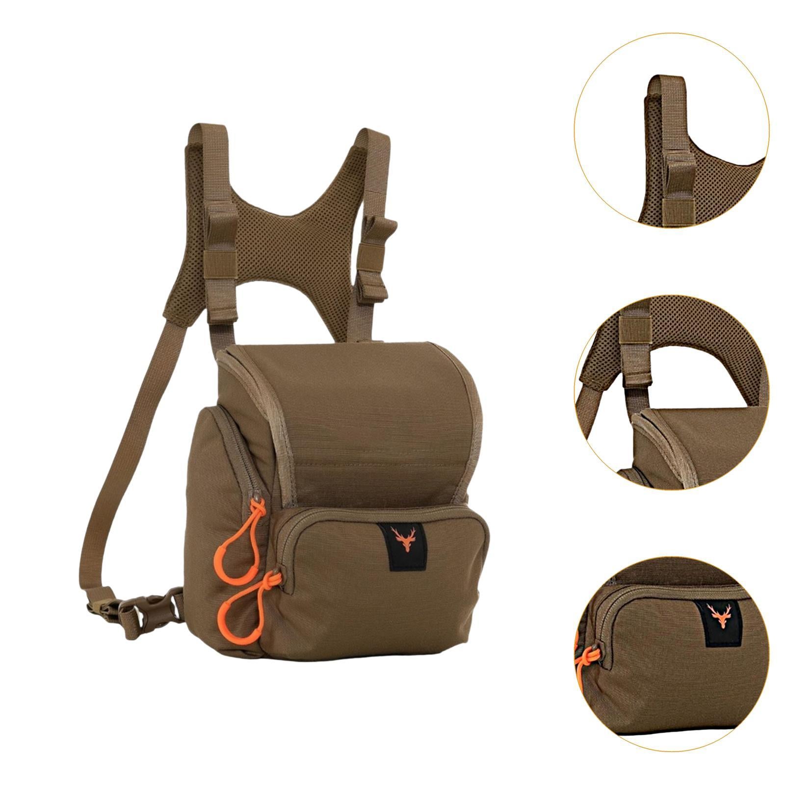 Binocular Harness Chest Pack Portable Practical with Rain Cover Carrier Case Brown