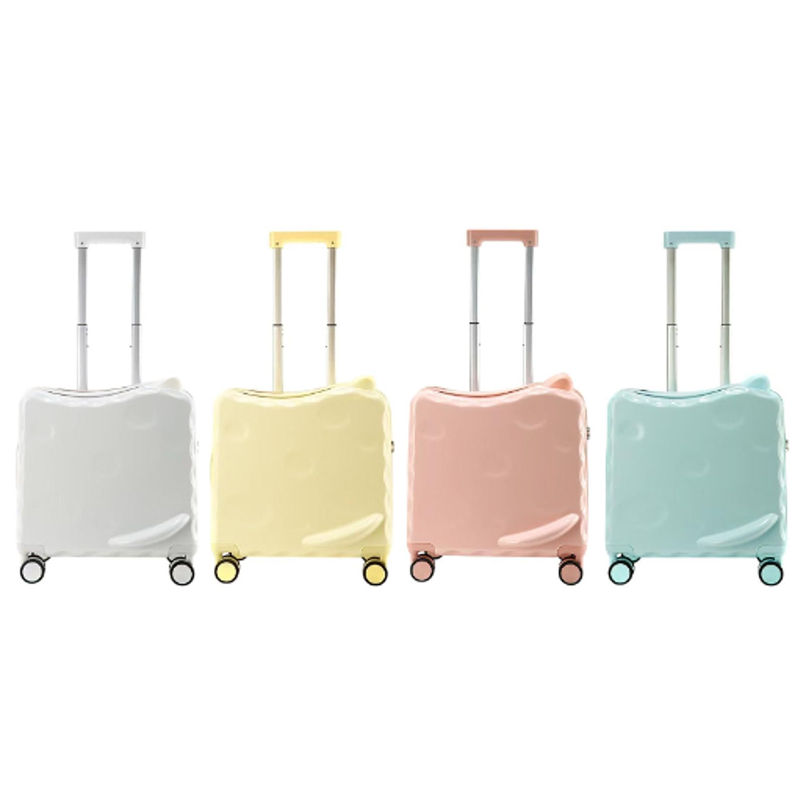 Ride on Suitcase with Wheels 18 Cartoon Trolley Luggage Travel Luggage White"