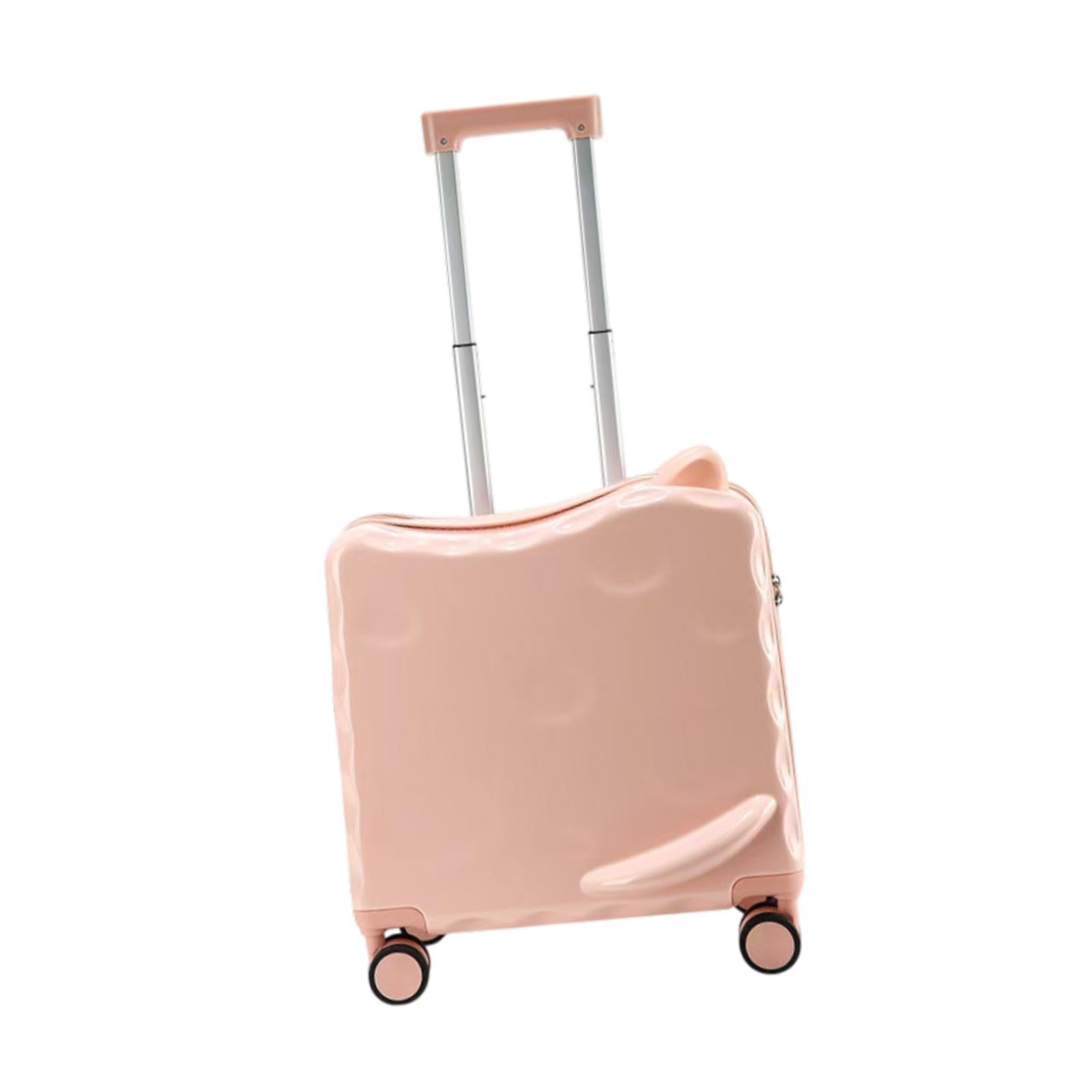 Ride on Suitcase with Wheels 18 Cartoon Trolley Luggage Travel Luggage Pink"