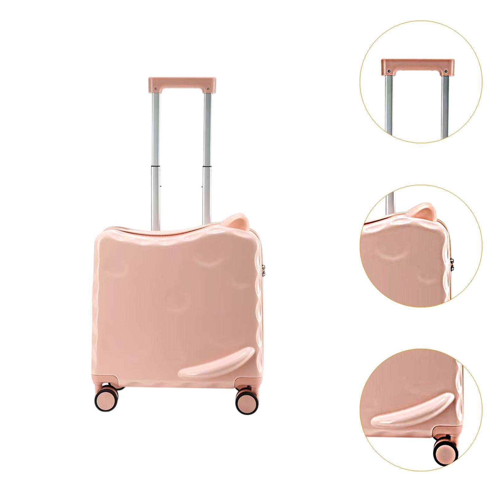 Ride on Suitcase with Wheels 18 Cartoon Trolley Luggage Travel Luggage Pink"