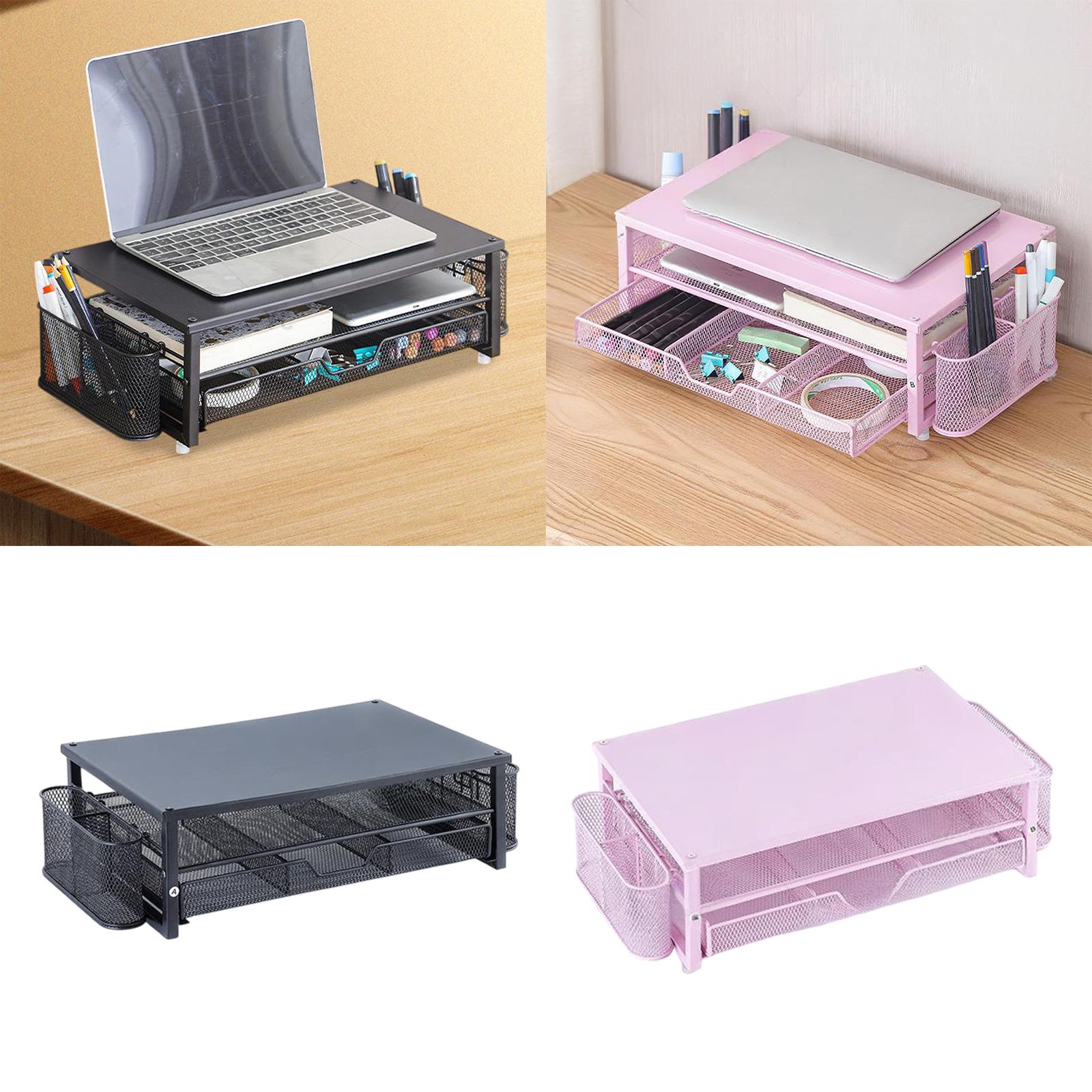 Computer Monitor Stand Riser with Drawer Accessories for Meeting Office Home Balck
