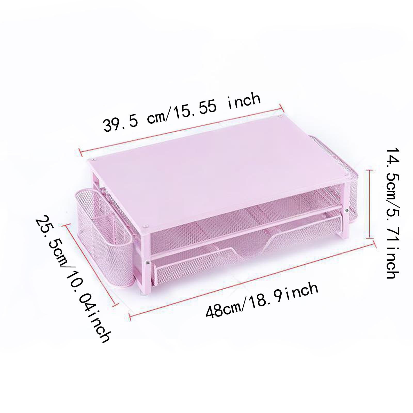 Computer Monitor Stand Riser with Drawer Accessories for Meeting Office Home Pink