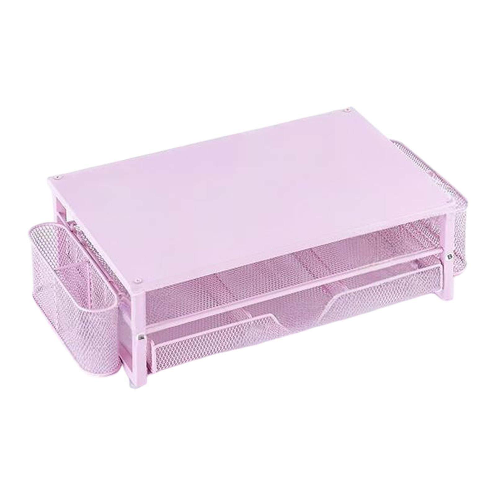 Computer Monitor Stand Riser with Drawer Accessories for Meeting Office Home Pink
