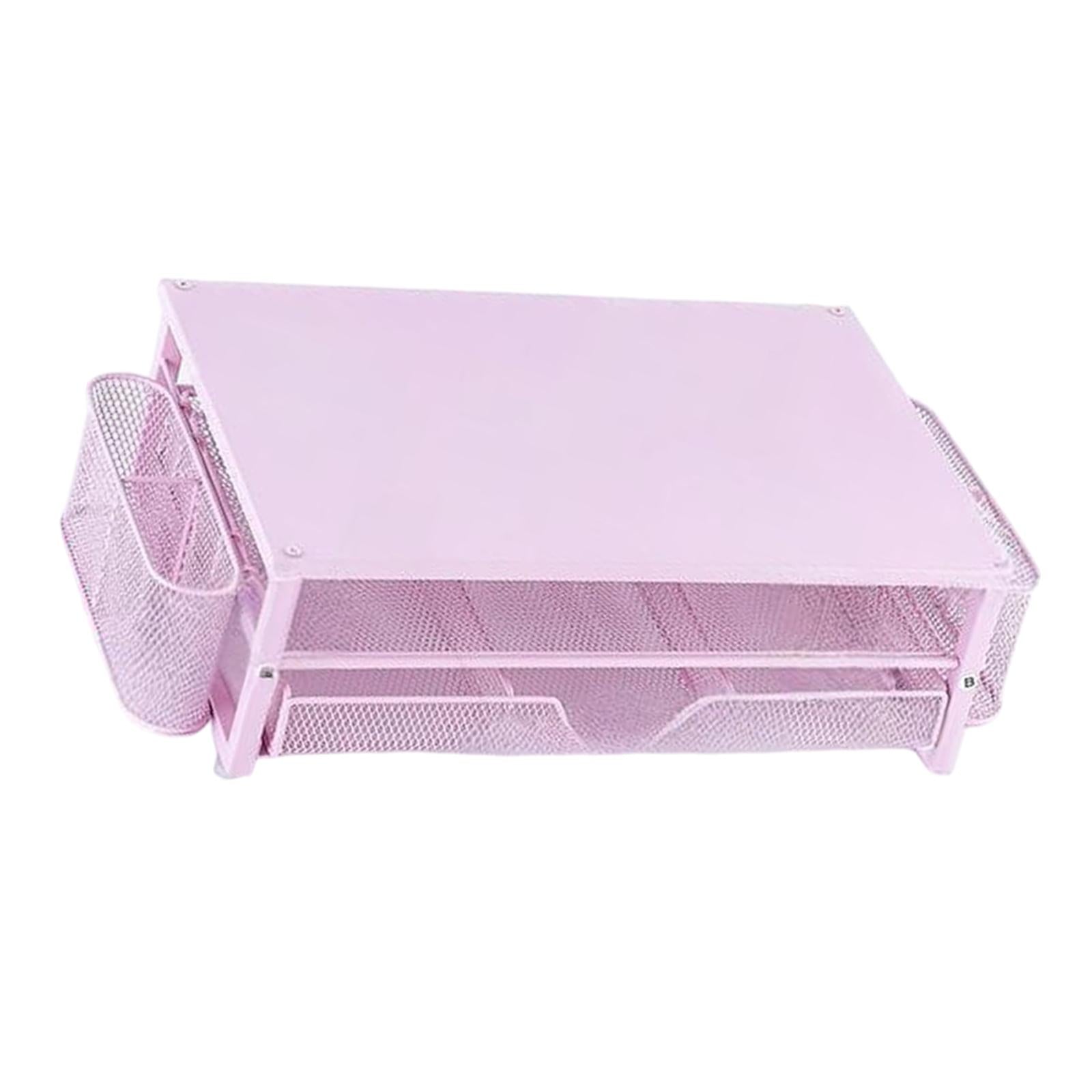Computer Monitor Stand Riser with Drawer Accessories for Meeting Office Home Pink