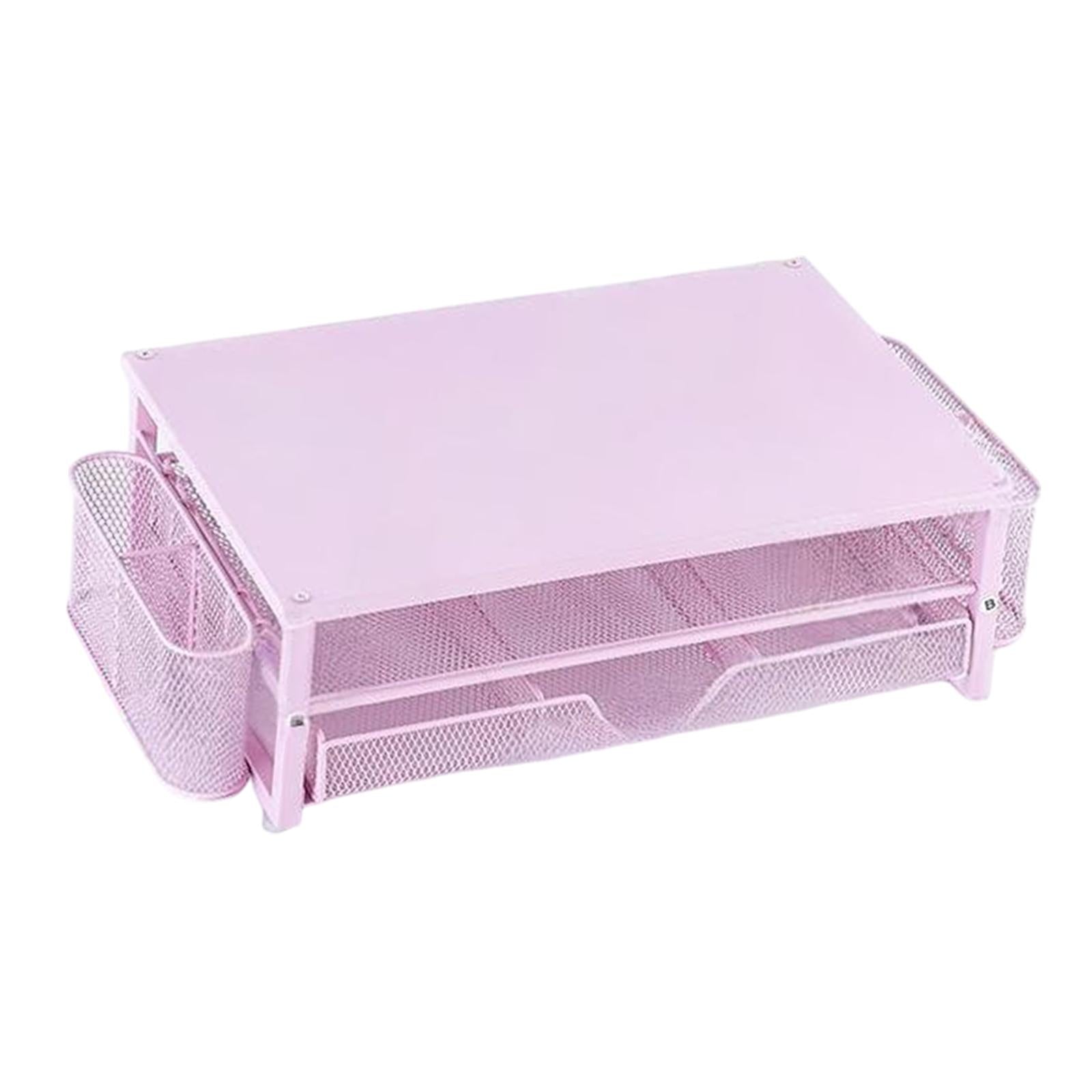 Computer Monitor Stand Riser with Drawer Accessories for Meeting Office Home Pink