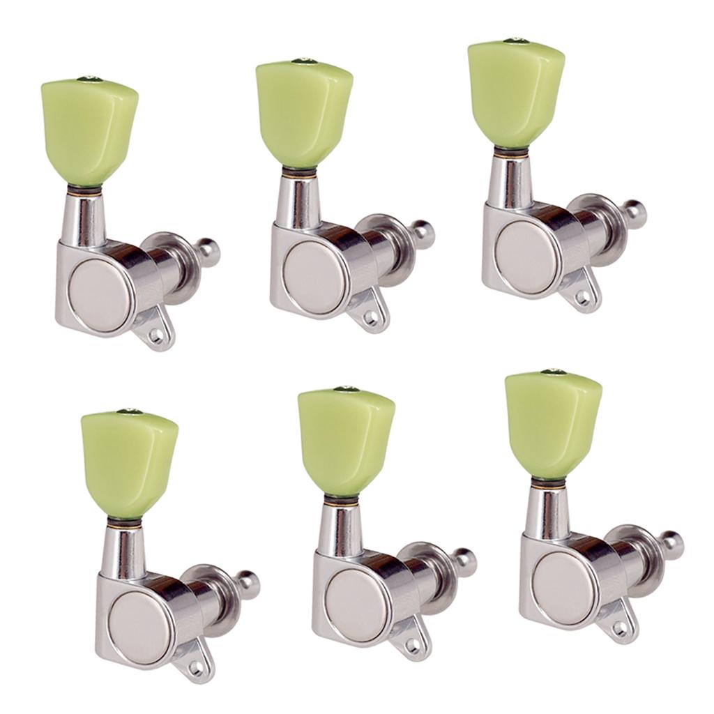 Silver 6 Pieces Closed Electric Guitar Tuning Pegs Tuners Tuning Keys 6R