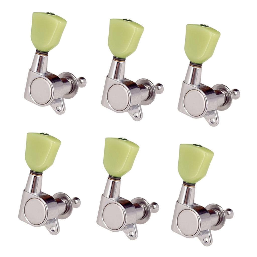 Silver 6 Pieces Closed Electric Guitar Tuning Pegs Tuners Tuning Keys 6R