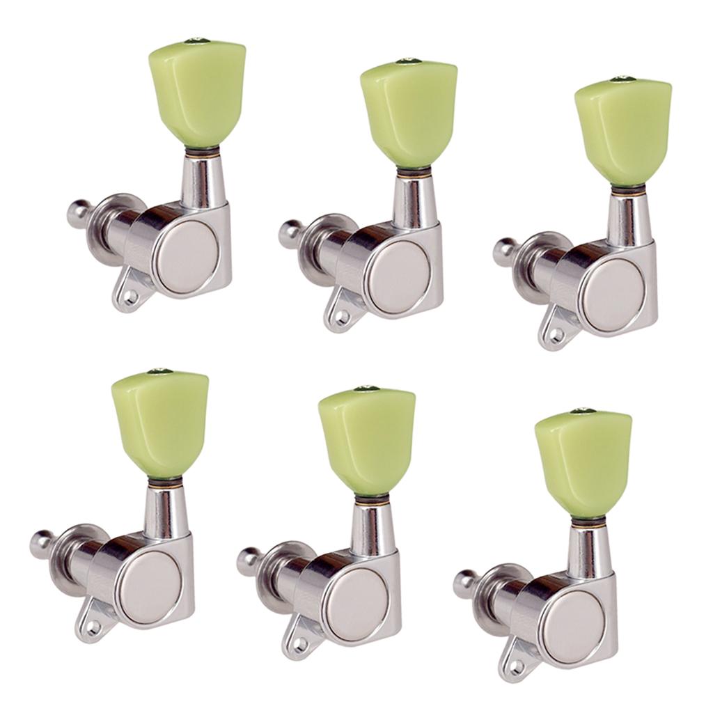 Silver 6 Pieces Closed Electric Guitar Tuning Pegs Tuners Tuning Keys 6R