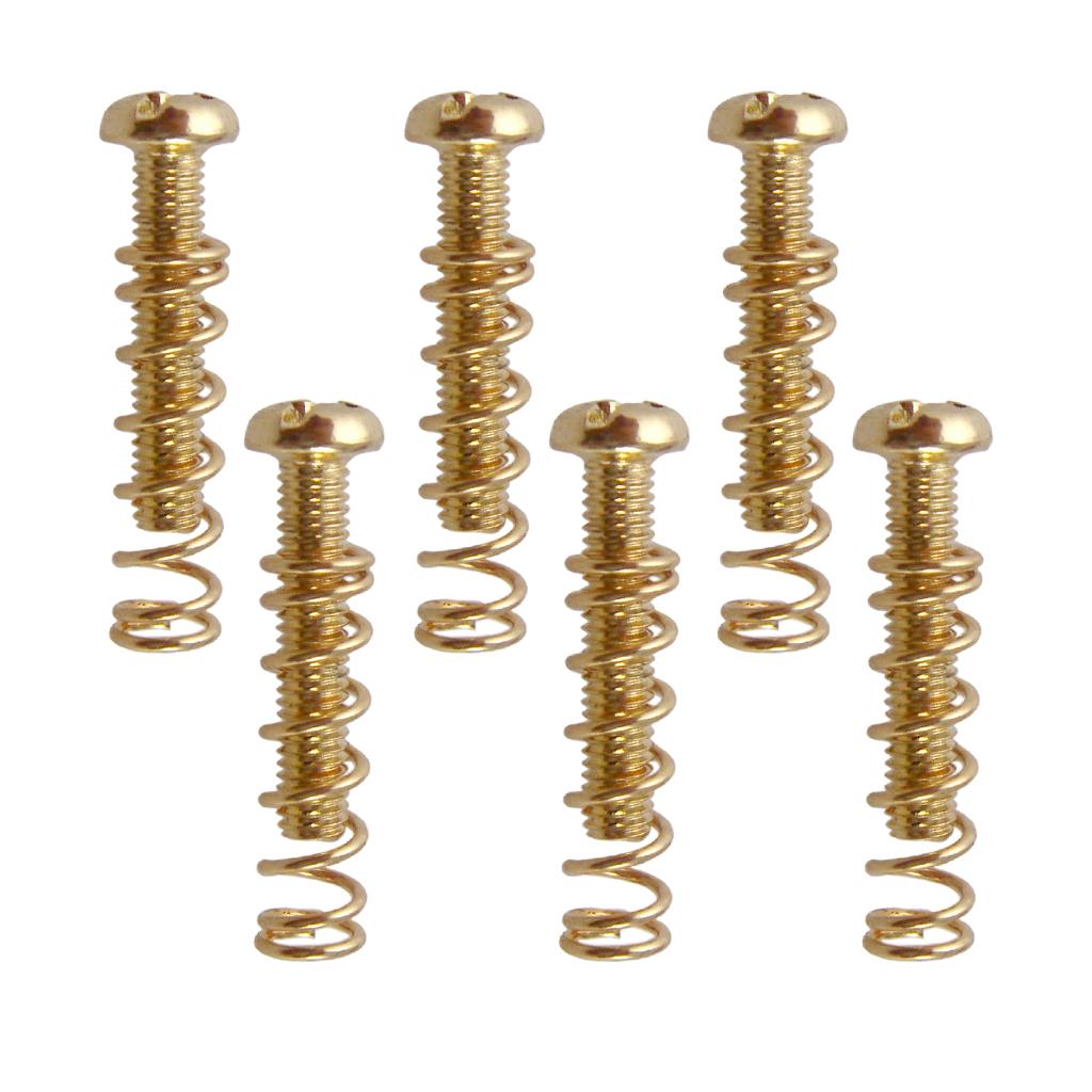 6 Pieces Electric Guitar Bass Bridge Tailpiece Screws+Springs Set Gold