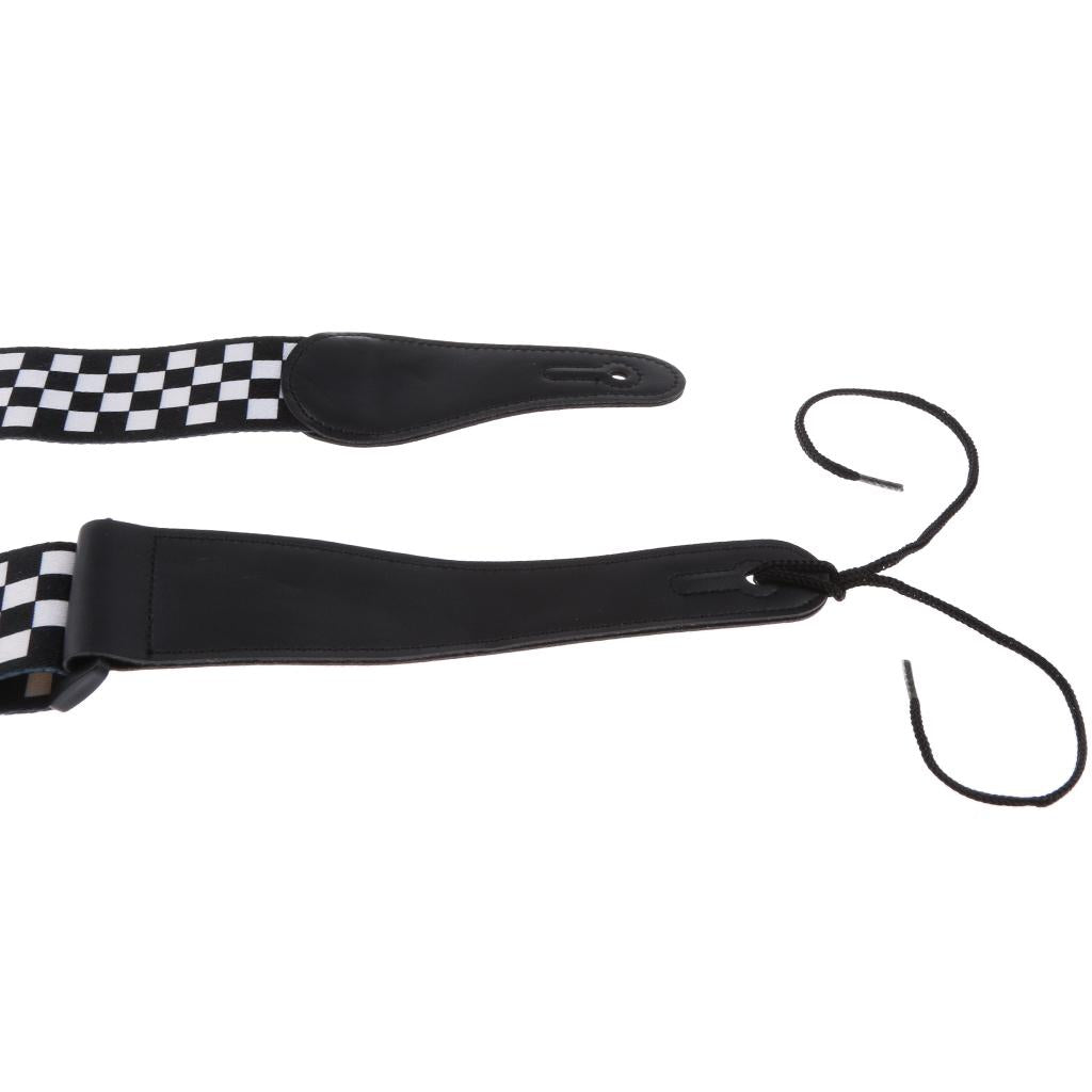 Adjustable Polyester Painting Guitar Strap for Guitar Bass Black White Grid
