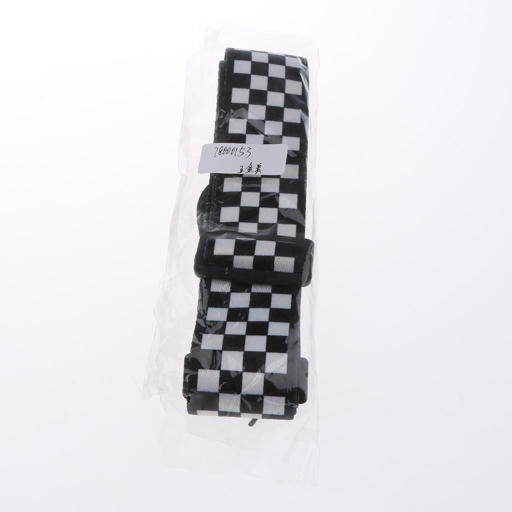 Adjustable Polyester Painting Guitar Strap for Guitar Bass Black White Grid