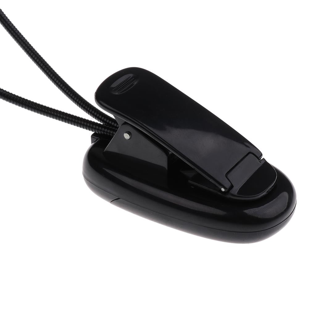 8 LED Music Stand Light Music Score Lamp Clip-on Reading Light Black