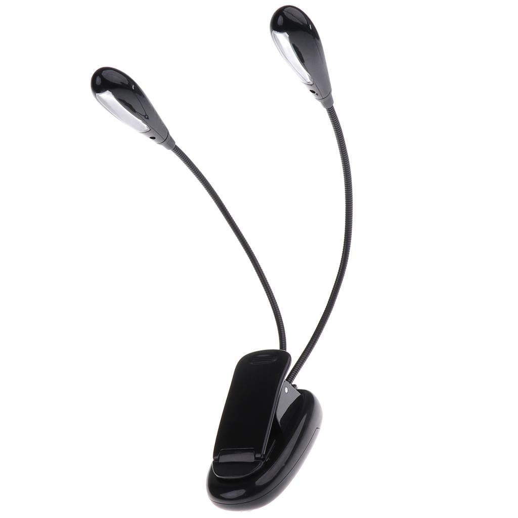 8 LED Music Stand Light Music Score Lamp Clip-on Reading Light Black