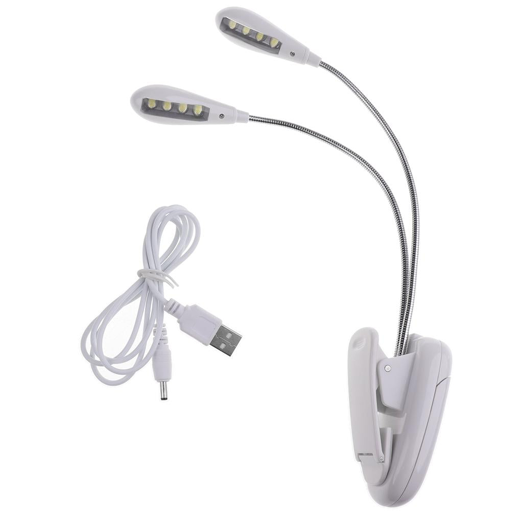8 LED Music Stand Light Music Score Lamp Clip-on Reading Light White
