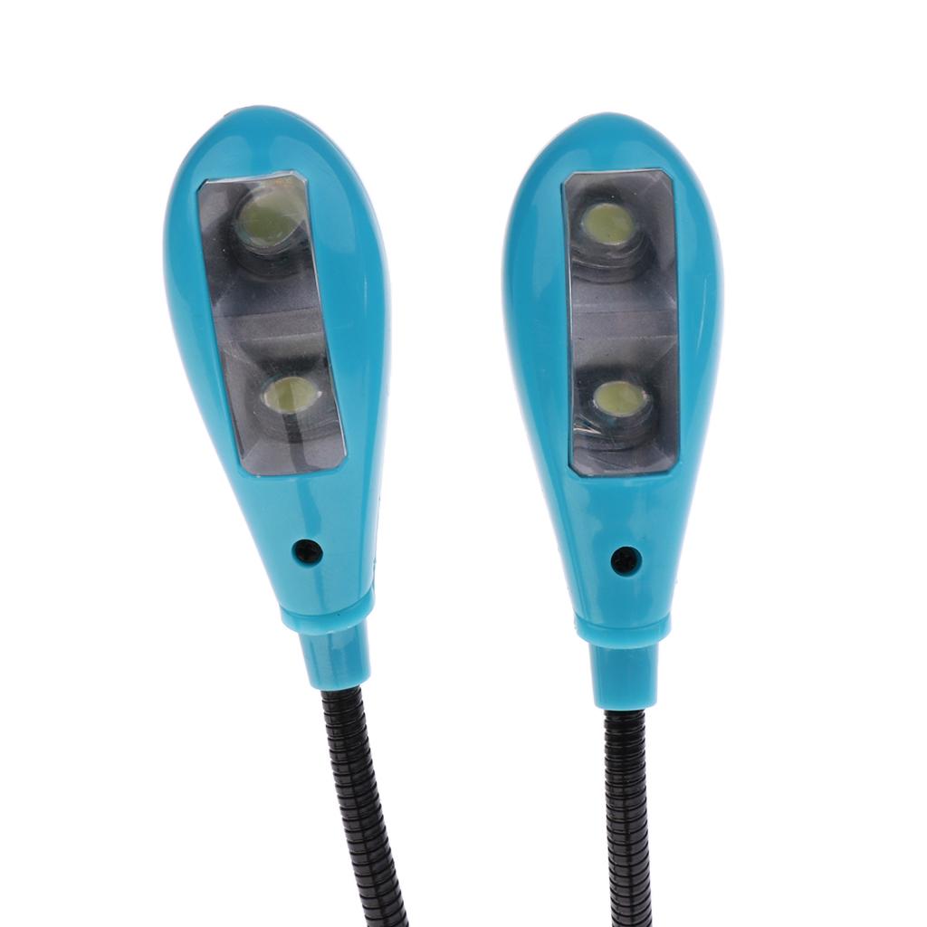 4 LED Music Stand Lamp Music Score Light Clip-on Reading Light Blue