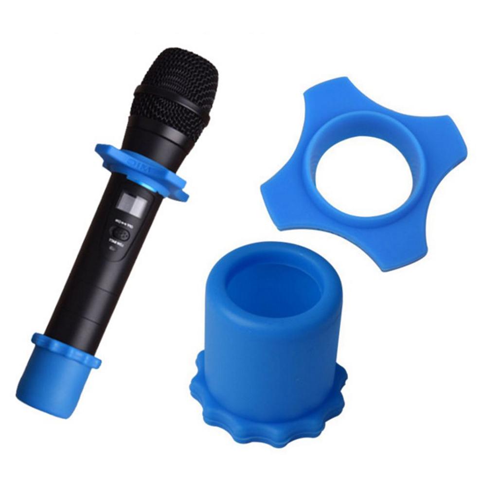 Wireless Microphone Mic Holder Anti-rolling Protection Rings + Bottom Blue