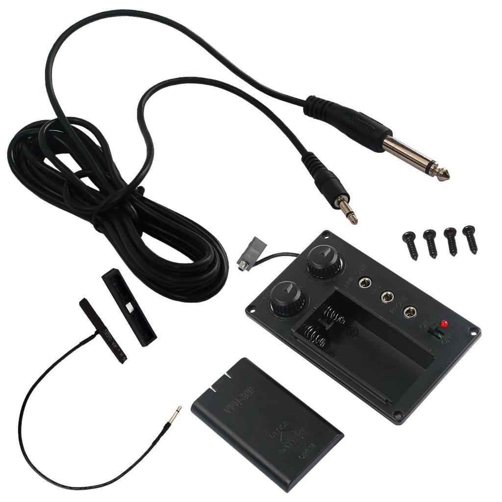 Metal Electric Violin Pickup Adjustable EQ Pickup Preamp Transducer with Piezo