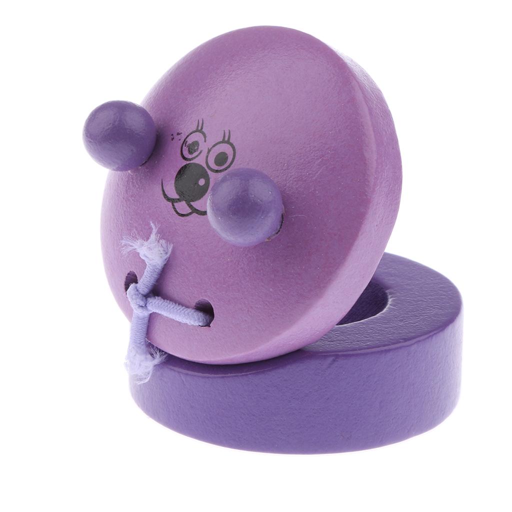 Cartoon Castanet Wooden Hand Clapper Musical Instrument Toy for Kids Purple