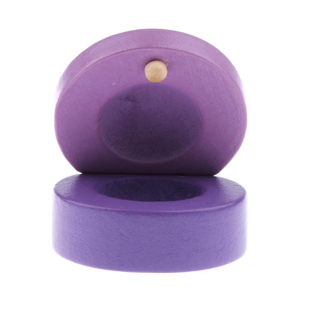 Cartoon Castanet Wooden Hand Clapper Musical Instrument Toy for Kids Purple
