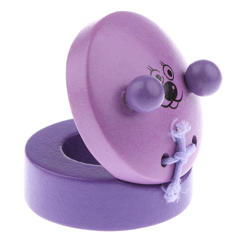 Cartoon Castanet Wooden Hand Clapper Musical Instrument Toy for Kids Purple