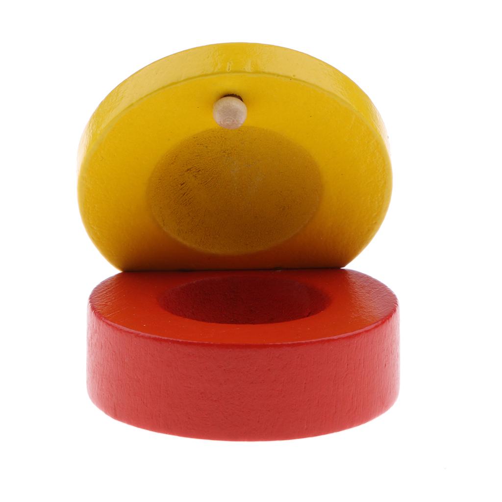 Cartoon Castanet Wooden Hand Clapper Musical Instrument Toy for Kids Yellow