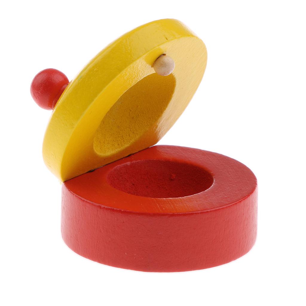 Cartoon Castanet Wooden Hand Clapper Musical Instrument Toy for Kids Yellow