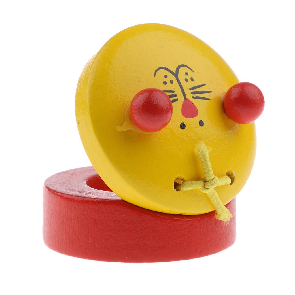 Cartoon Castanet Wooden Hand Clapper Musical Instrument Toy for Kids Yellow