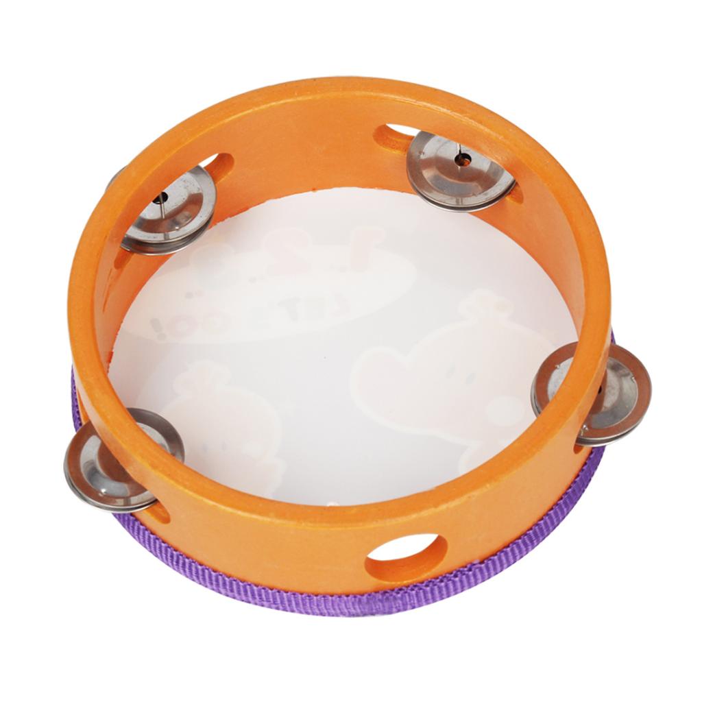 Wooden Tambourine Hand Bell Drum Musical Percusion Instrument
