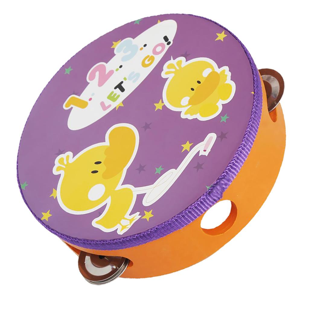 Wooden Tambourine Hand Bell Drum Musical Percusion Instrument