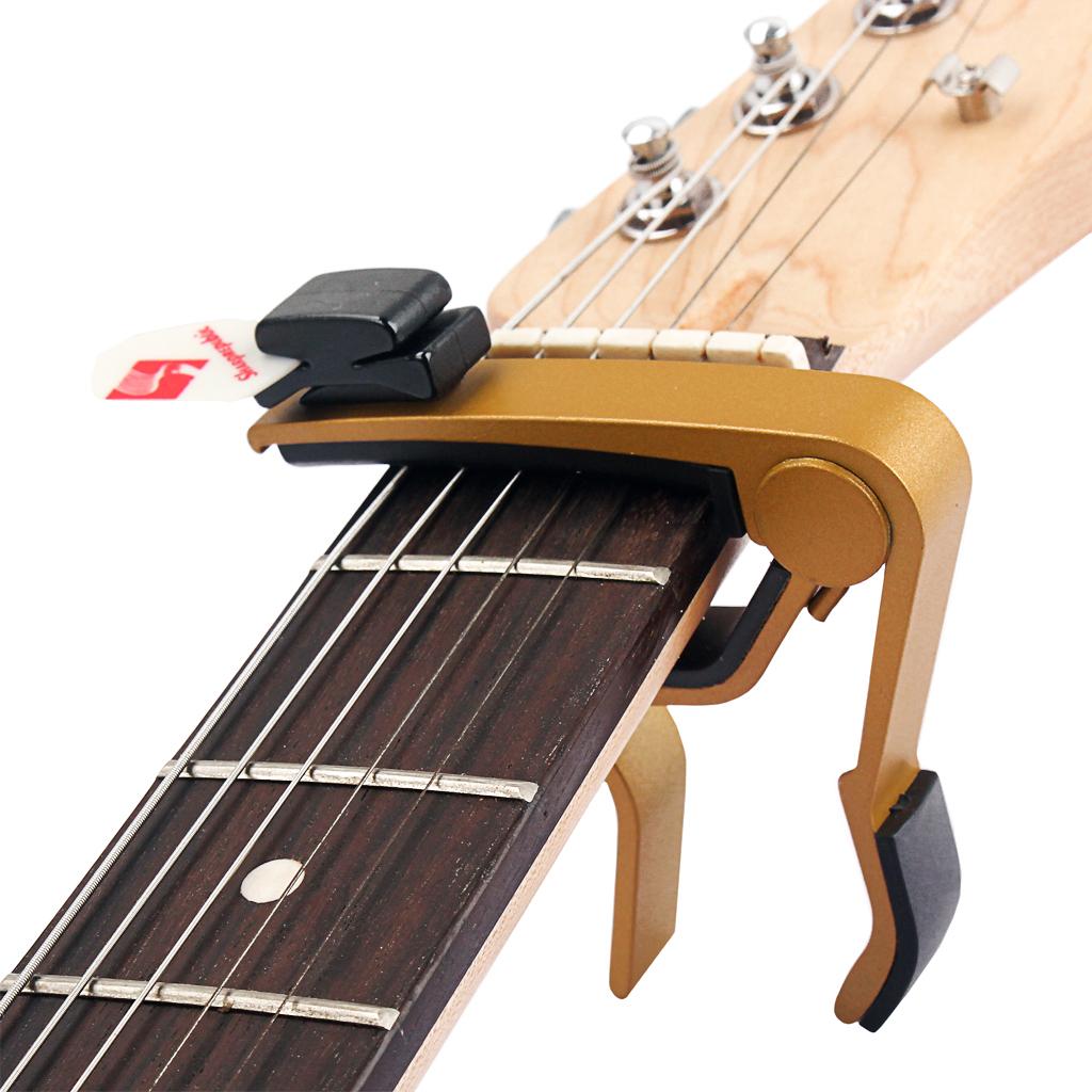 Aluminium Alloy Guitar Capo with Pick Holer+2 Picks for Acoustic Electric #3
