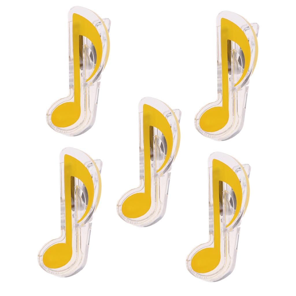 5 Pieces Plastic Music Note Book Page Clip Music Stand Accessory Yellow