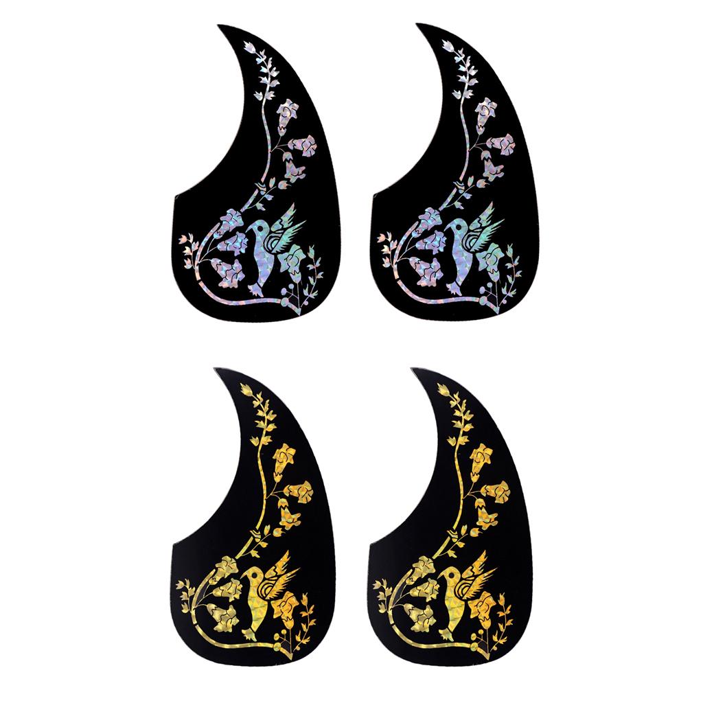 2 Pieces Guitar Printing Pickguard for Acoustic Guitar Silver Flower
