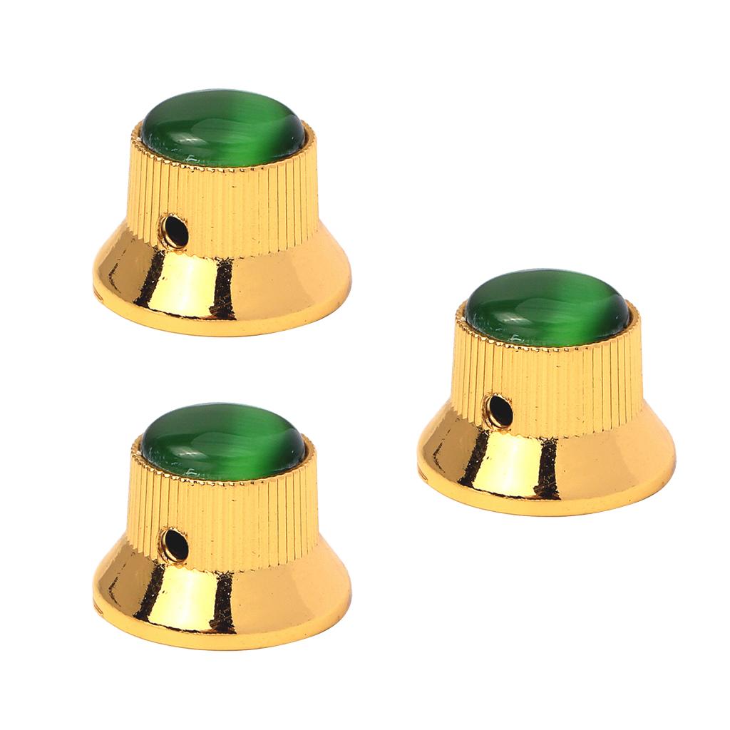 3 Pieces Metal Guitar Knobs for Electric Guitar Bass Control Knob Gold&Green