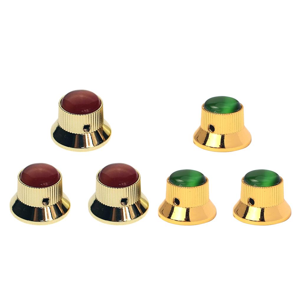 3 Pieces Metal Guitar Knobs for Electric Guitar Bass Control Knob Gold&Green