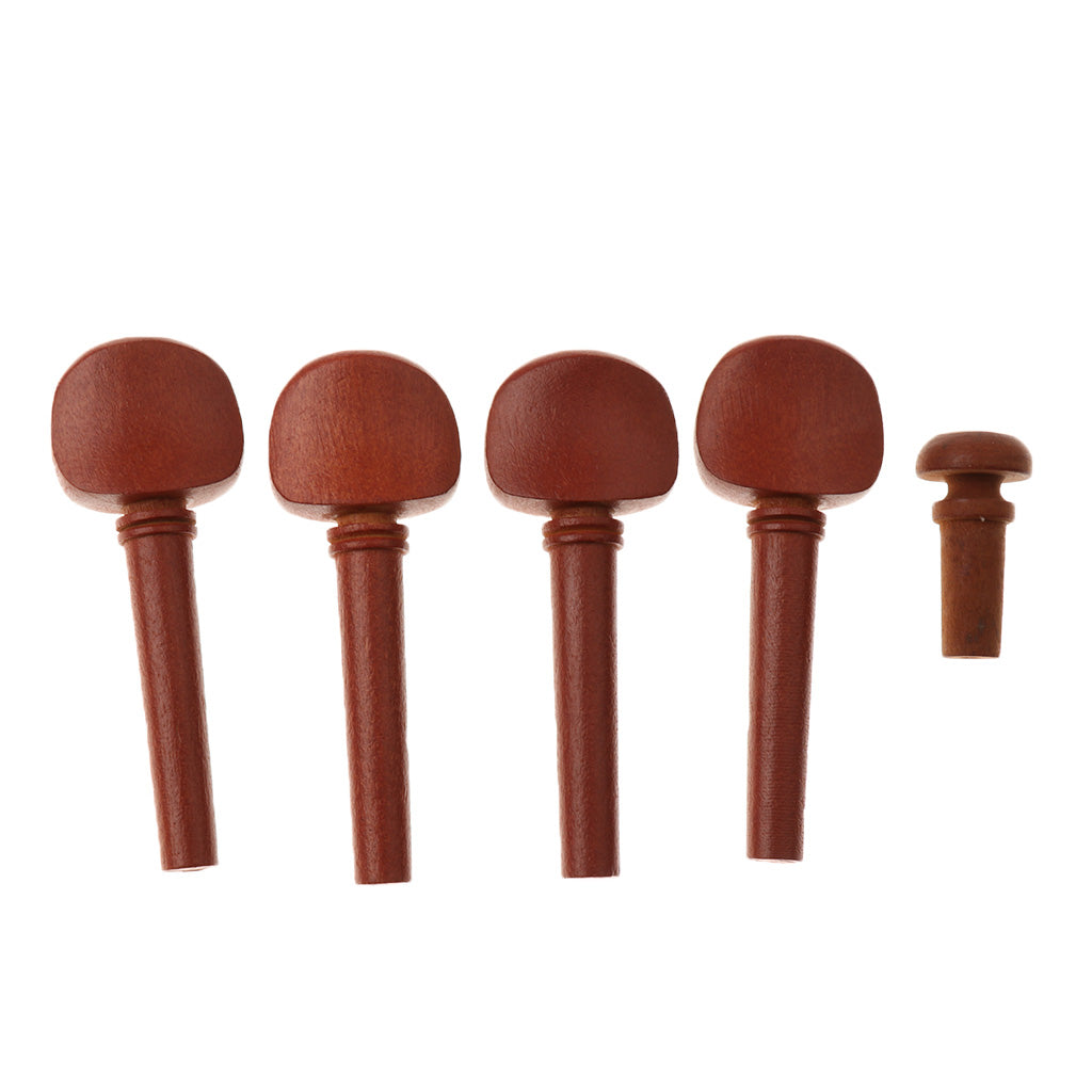 Jujube Violin Chinrest+Tailpiece+Tuning Pegs+Endpin for Violin Fiddle 1-4
