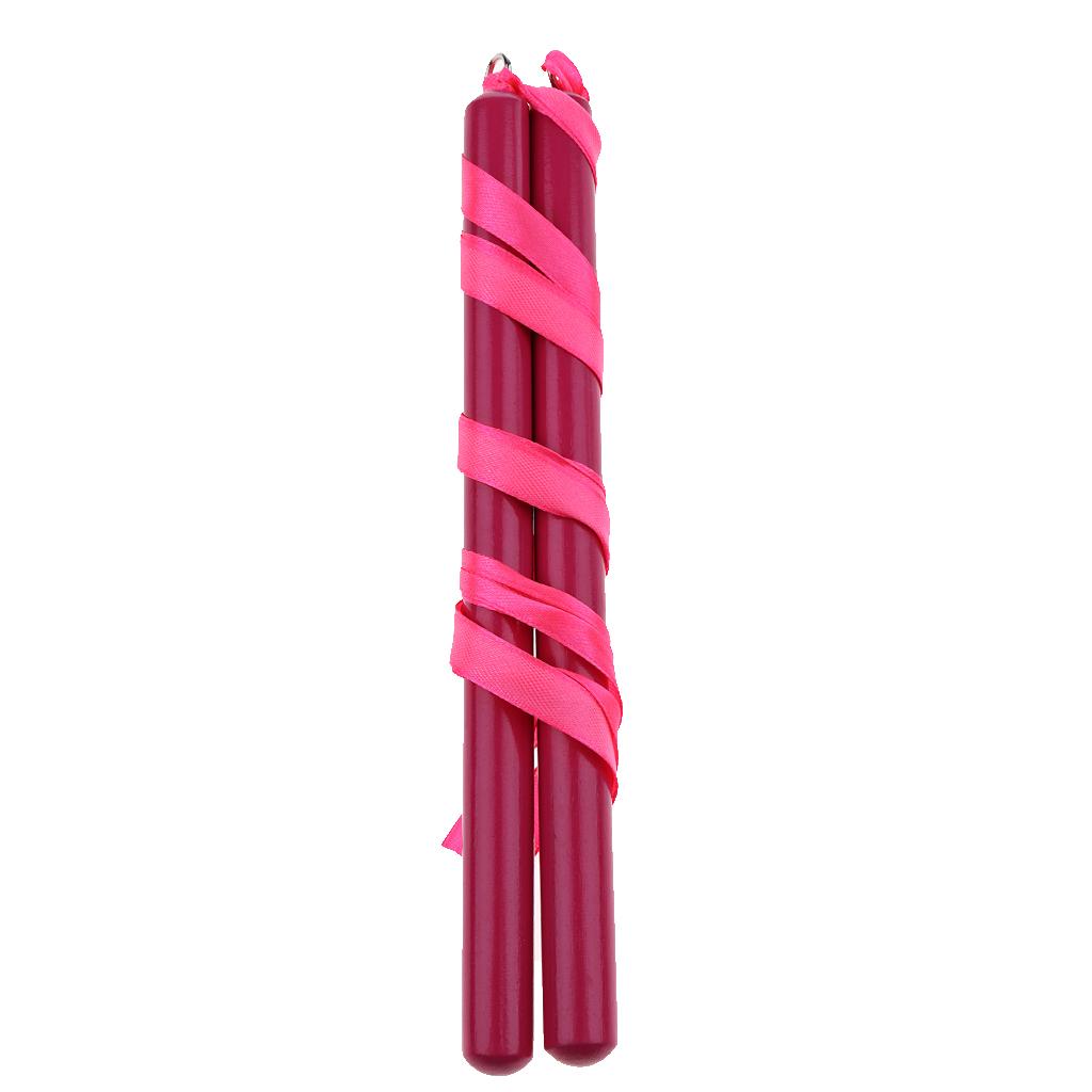 2Pcs Rhythm Sticks with Coloured Ribbon Percussion for Children Gift Pink