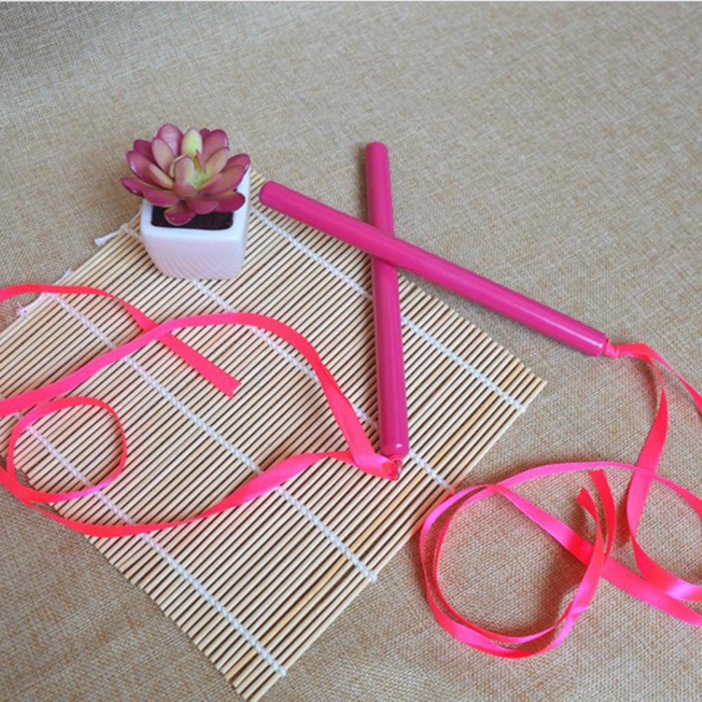 2Pcs Rhythm Sticks with Coloured Ribbon Percussion for Children Gift Pink