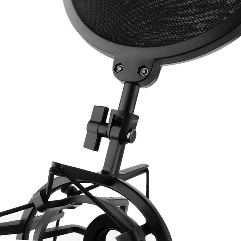 Mic Wind Screen Mask Shied Pop Filter with Microphone Shock Mount Black