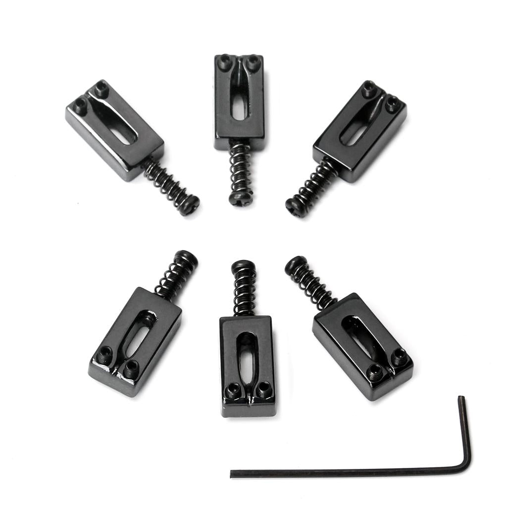 6 Pieces Metal Roller Bridge Saddles Guitar Tremolo Saddles Black